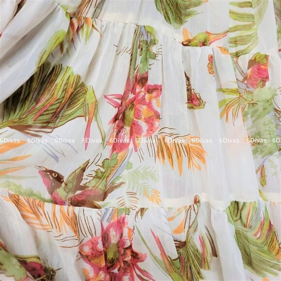 Fifteen Yard Skirt in Cream Beige with butterfly and bird motif - Picture 7 of 11